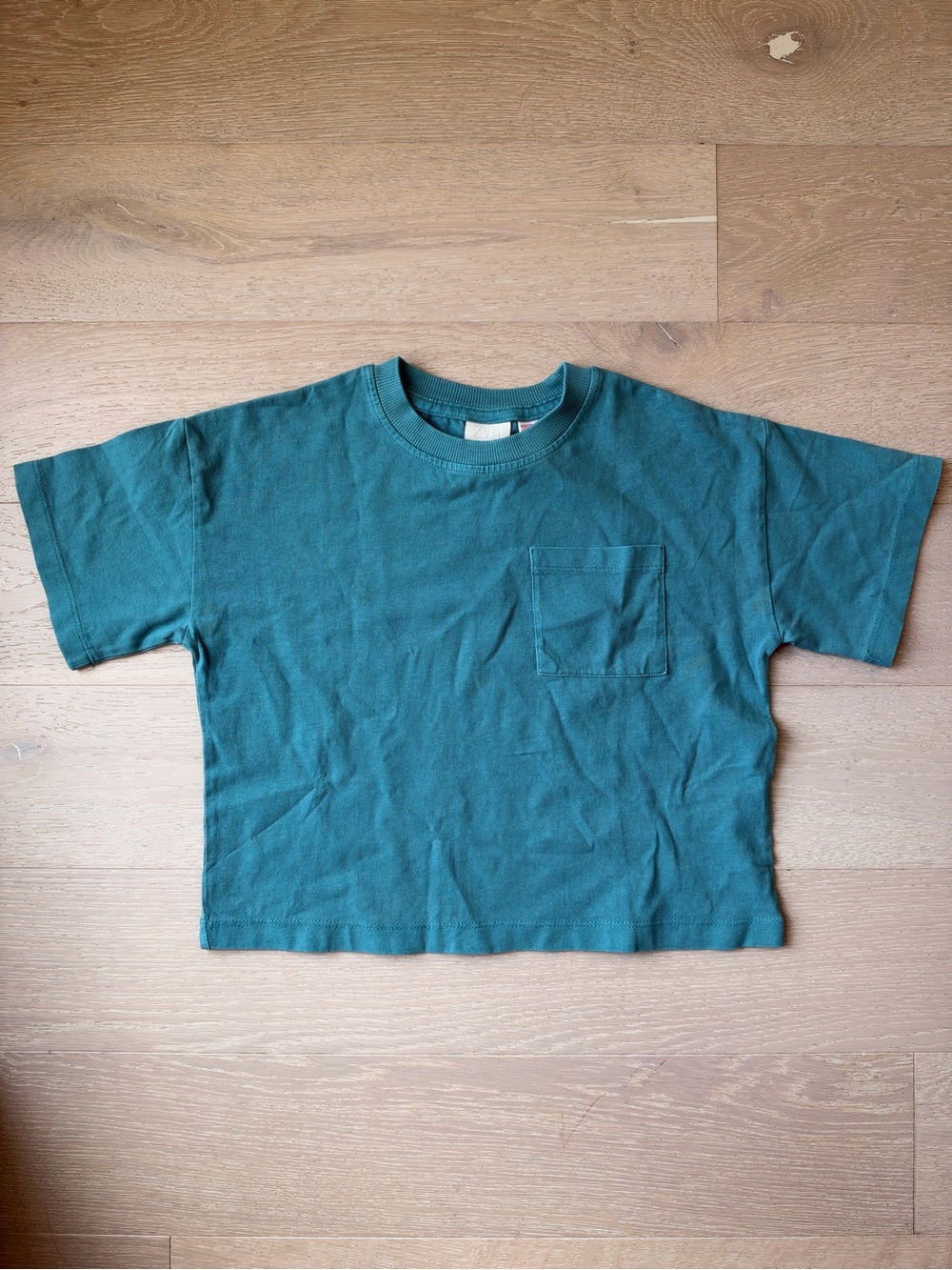 Zara Teal Short-Sleeve Pocket Tee NWT
